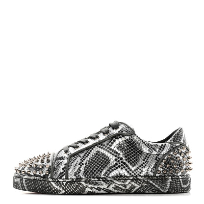 Christian Louboutin Calfskin Snake-Effect Seavaste Flat Sneakers 42 Silver 1 of 7