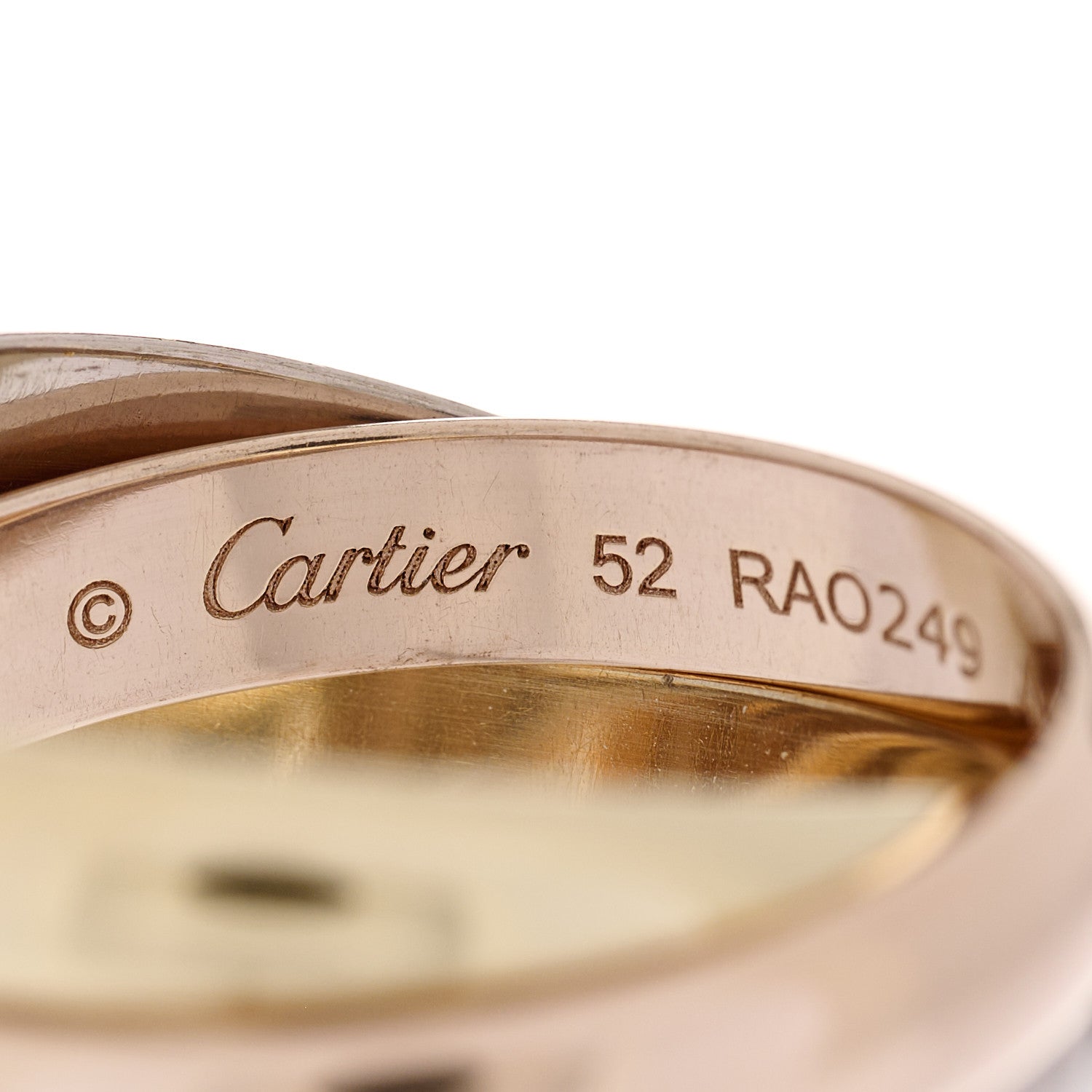 Cartier 18K Pink Yellow White Gold Classic Trinity Ring 52 6 4 of 5