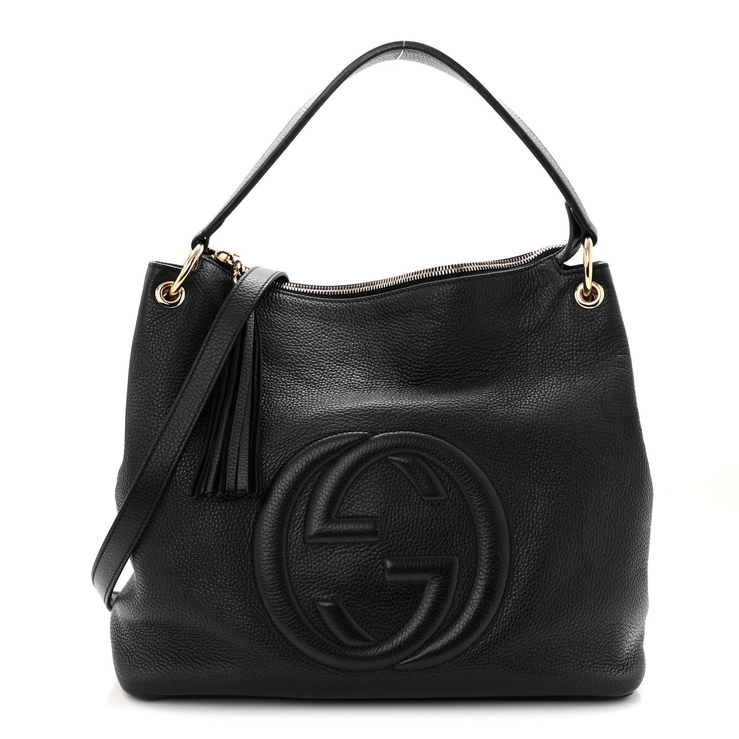 Pebbled Calfskin Large Soho Hobo Black