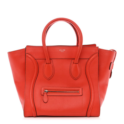 Celine Drummed Calfskin Mini Luggage Coquelicot 1 of 11