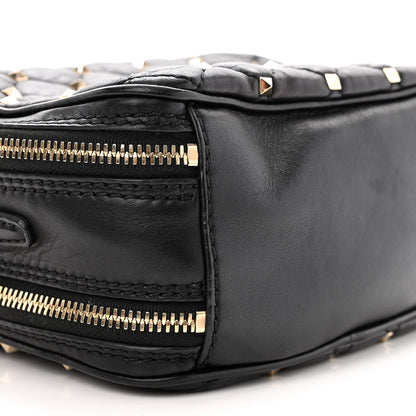 Valentino Garavani Nappa Rockstud Spike Double Zip Camera Crossbody Bag Black 8 of 14