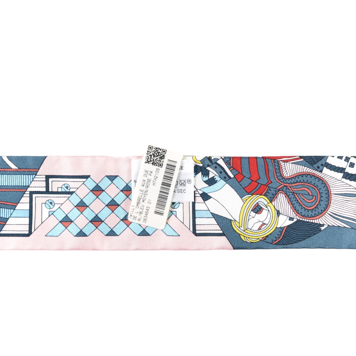 Hermes Silk De l'Ombrelle Aux Duels Twilly Bleu Moyen Rose Pale 4 of 4