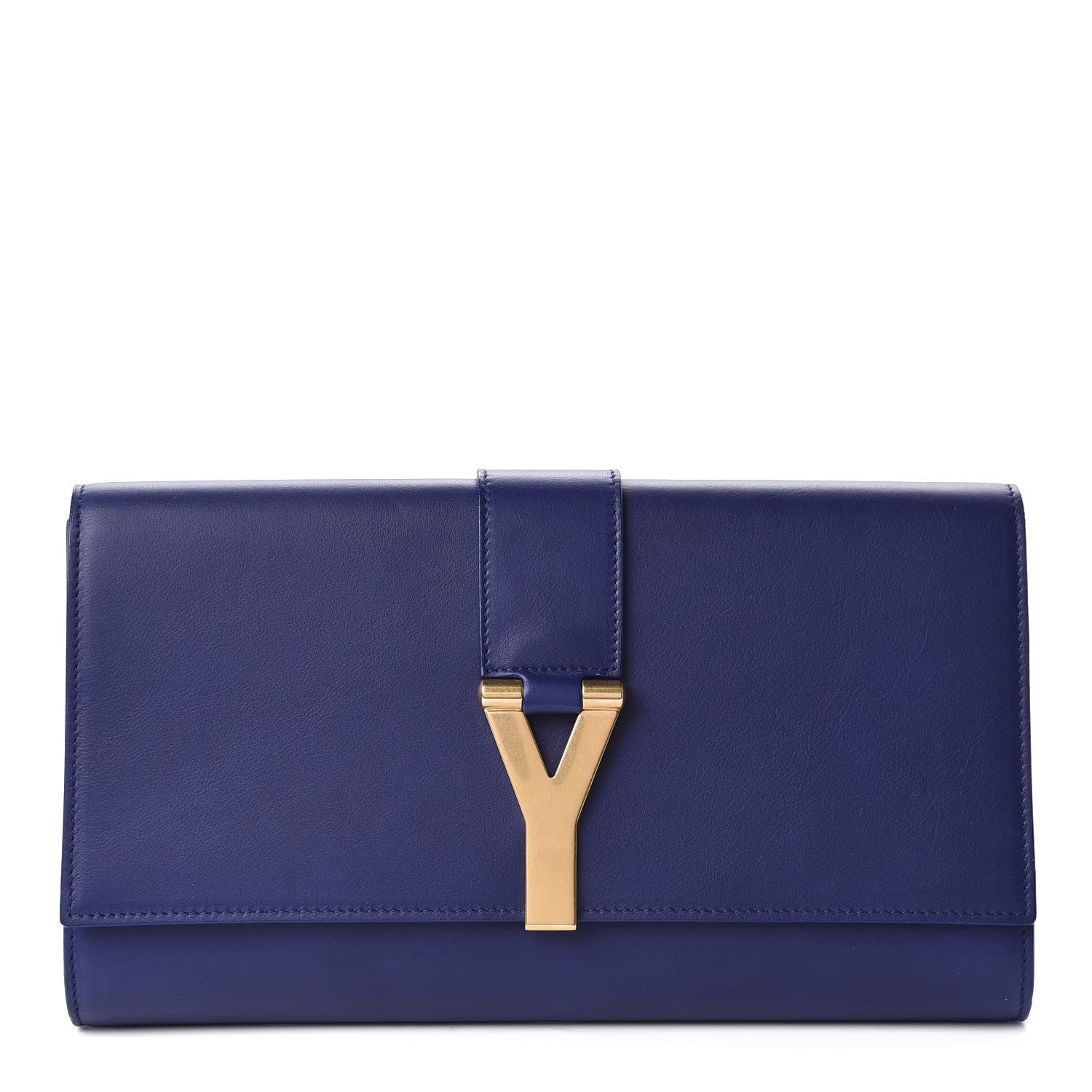 Saint Laurent Calfskin Classic Y Ligne Clutch Royal Blue 1 of 9