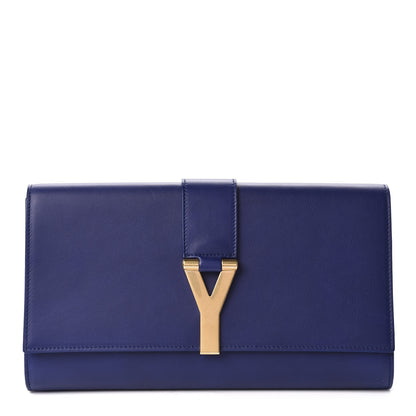 Saint Laurent Calfskin Classic Y Ligne Clutch Royal Blue 1 of 9