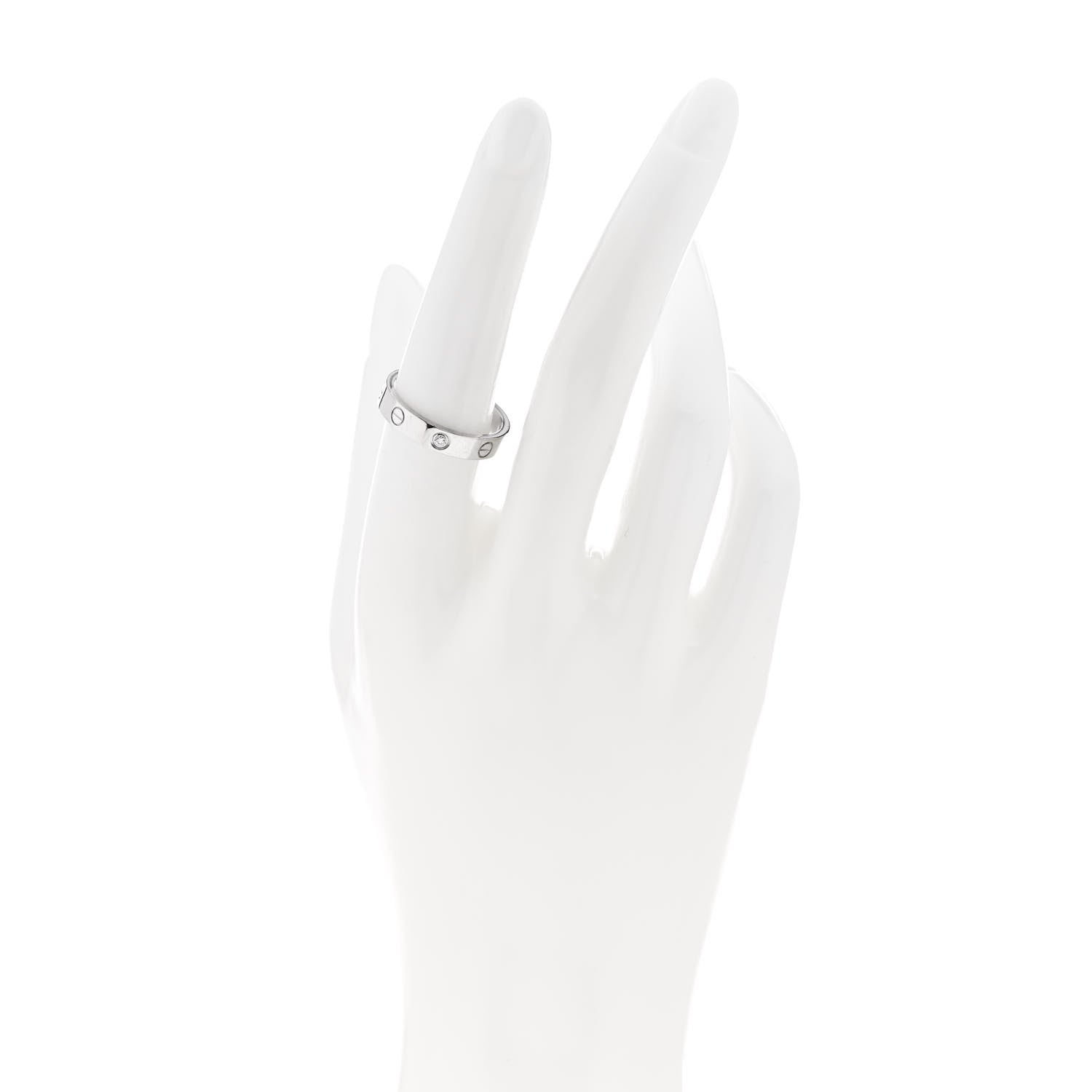 Cartier 18K White Gold Diamond 4mm LOVE Wedding Band Ring 55 7.25 2 of 5