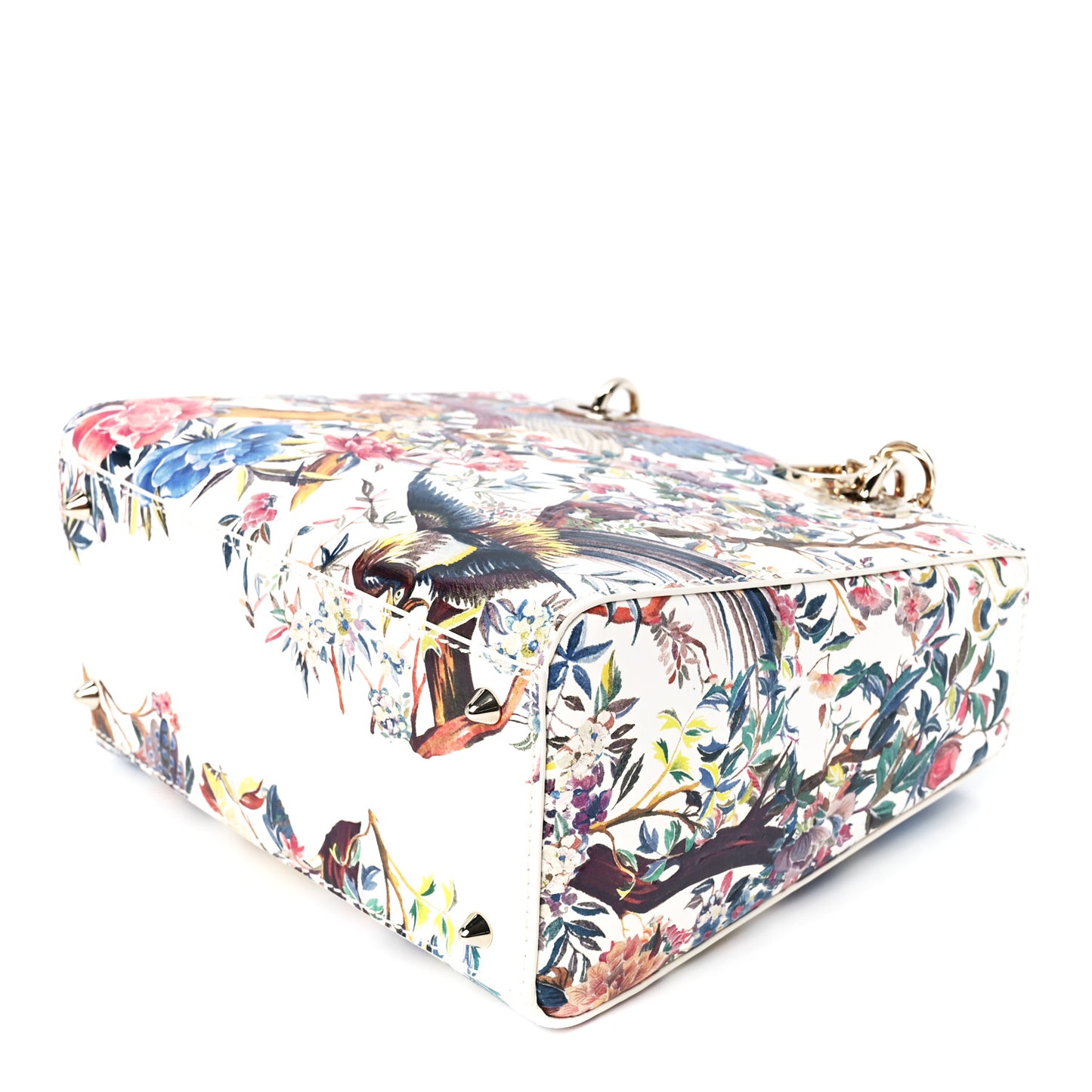 Calfskin Jardin D'Hiver Printed Medium Lady Dior White Multicolor