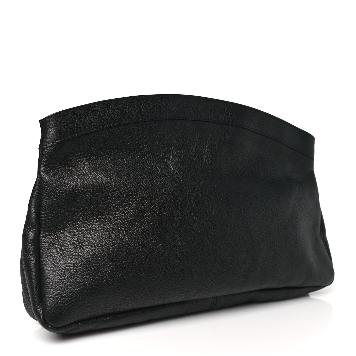 Chevre Classic Gold Hardware Premier Clutch Black