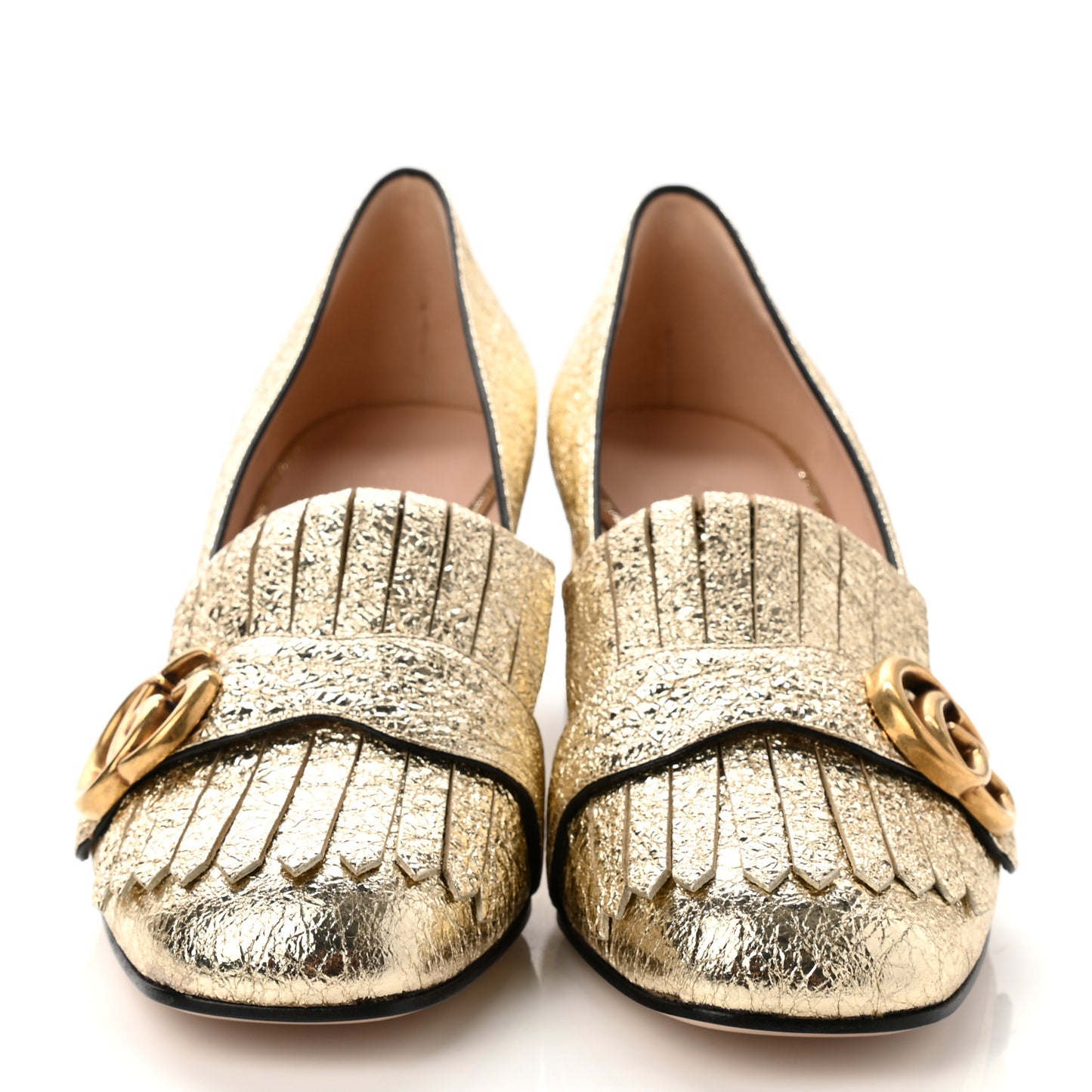 Galassia GG Marmont Fringe 50mm Loafer Pumps 36.5 Platino