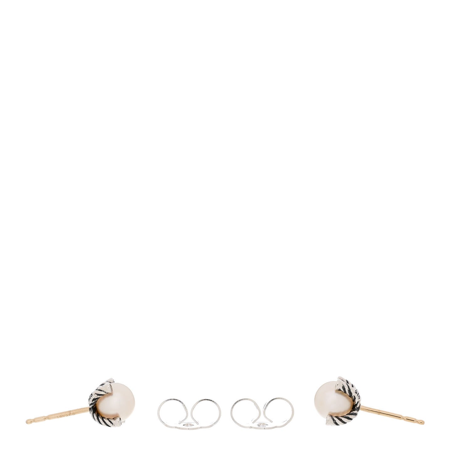 Sterling Silver Diamond Pearl 6-6.5mm Cable Stud Earrings