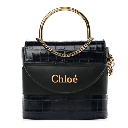 Chloe Calfskin Crocodile Embossed Small Aby Lock Full Blue 1 of 4
