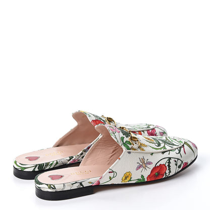 Gucci Canvas Flora Womens Princetown Slippers 39.5 White Multicolor 5 of 10