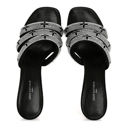 Louis Vuitton Monogram Crystal Velvet High Heel Mules 37 Black 2 of 10