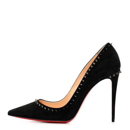 Christian Louboutin Veau Velours Anjalina 100 Pumps 40.5 Black Gun 1 of 7