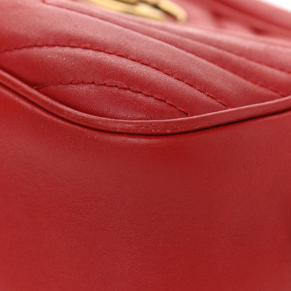 Gucci Calfskin Matelasse Small GG Marmont Chain Shoulder Bag Hibiscus Red 15 of 16