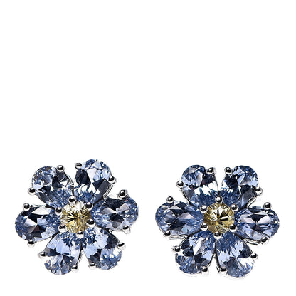 Tiffany Platinum Blue Yellow Sapphire Flower Earrings 1 of 5