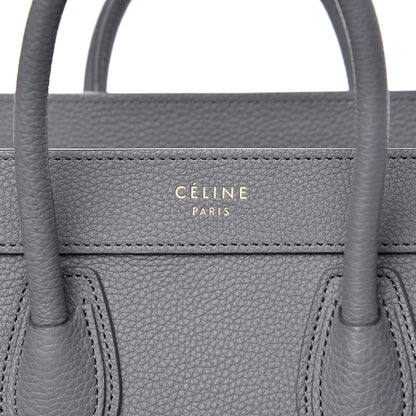 Celine Drummed Calfskin Nano Luggage Kohl 8 of 14