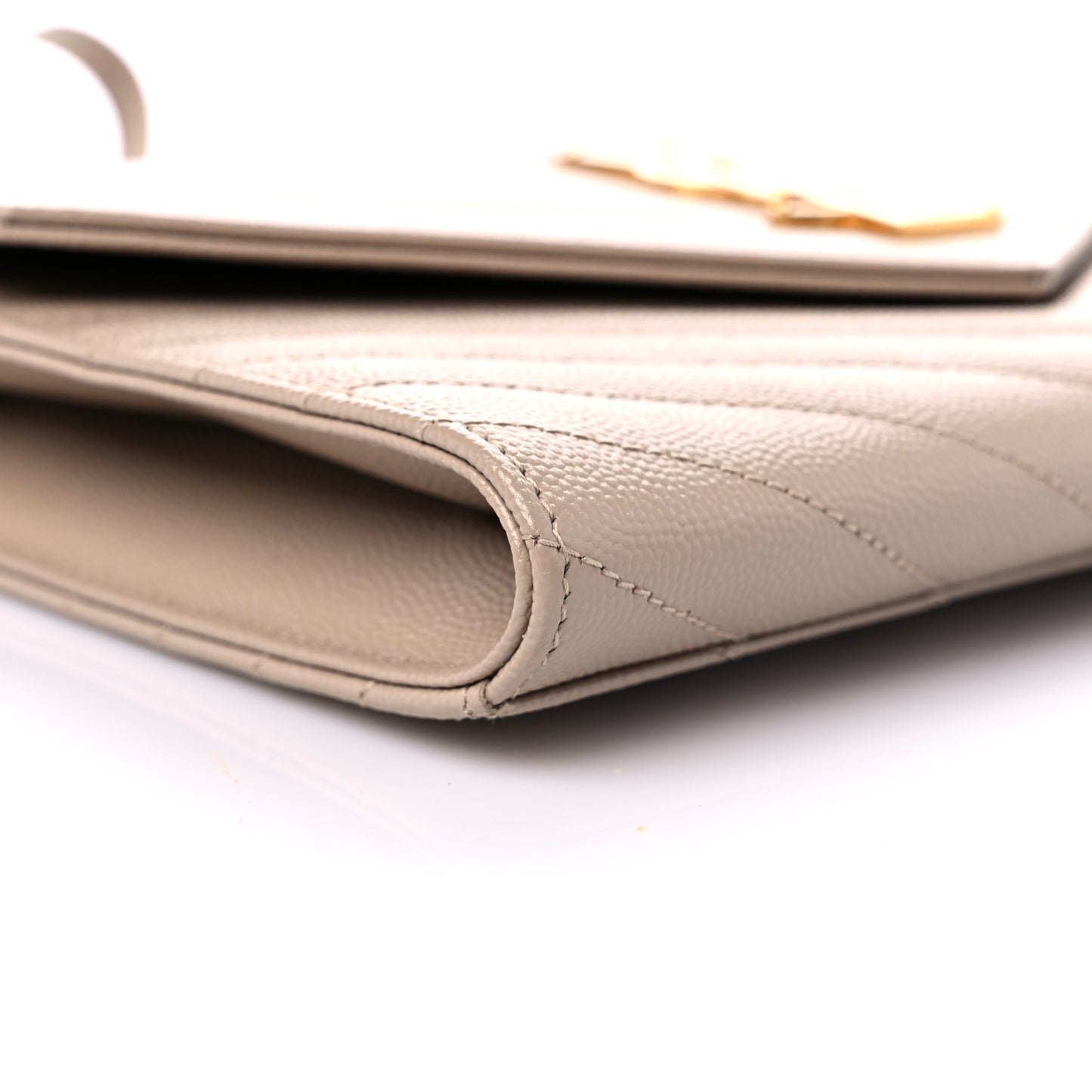 Grain De Poudre Matelasse Chevron Monogram Envelope Clutch Dark Beige