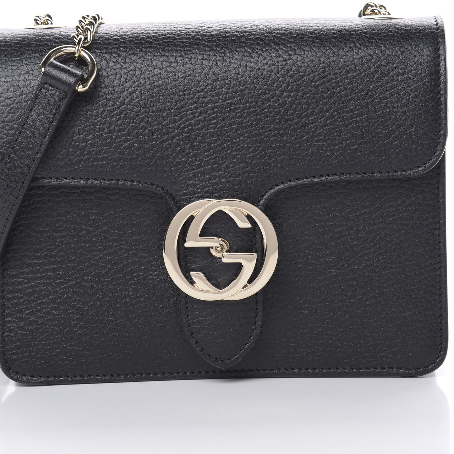 Dollar Calfskin Small Interlocking G Shoulder Bag Black