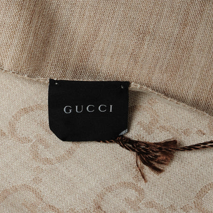 Gucci Wool Silk GG Monogram GGNat Plus Scarf Sand 4 of 5