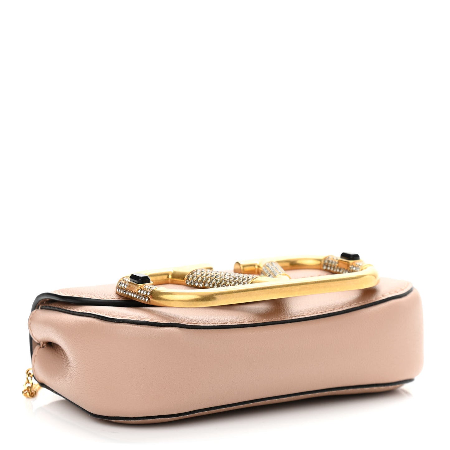 Calfskin Crystal Mini Supervee Pouch Rose Cannelle