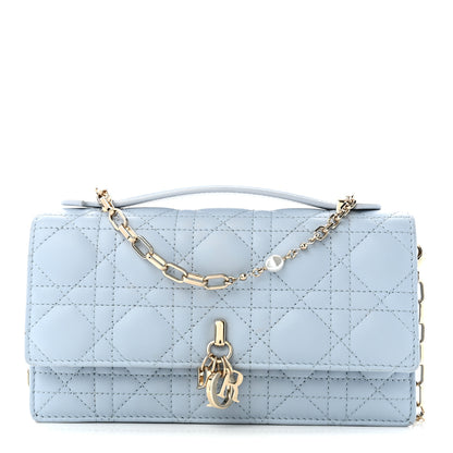 Christian Dior Lambskin Cannage Mini My Dior Top Handle Clutch Cloud Blue 1 of 11
