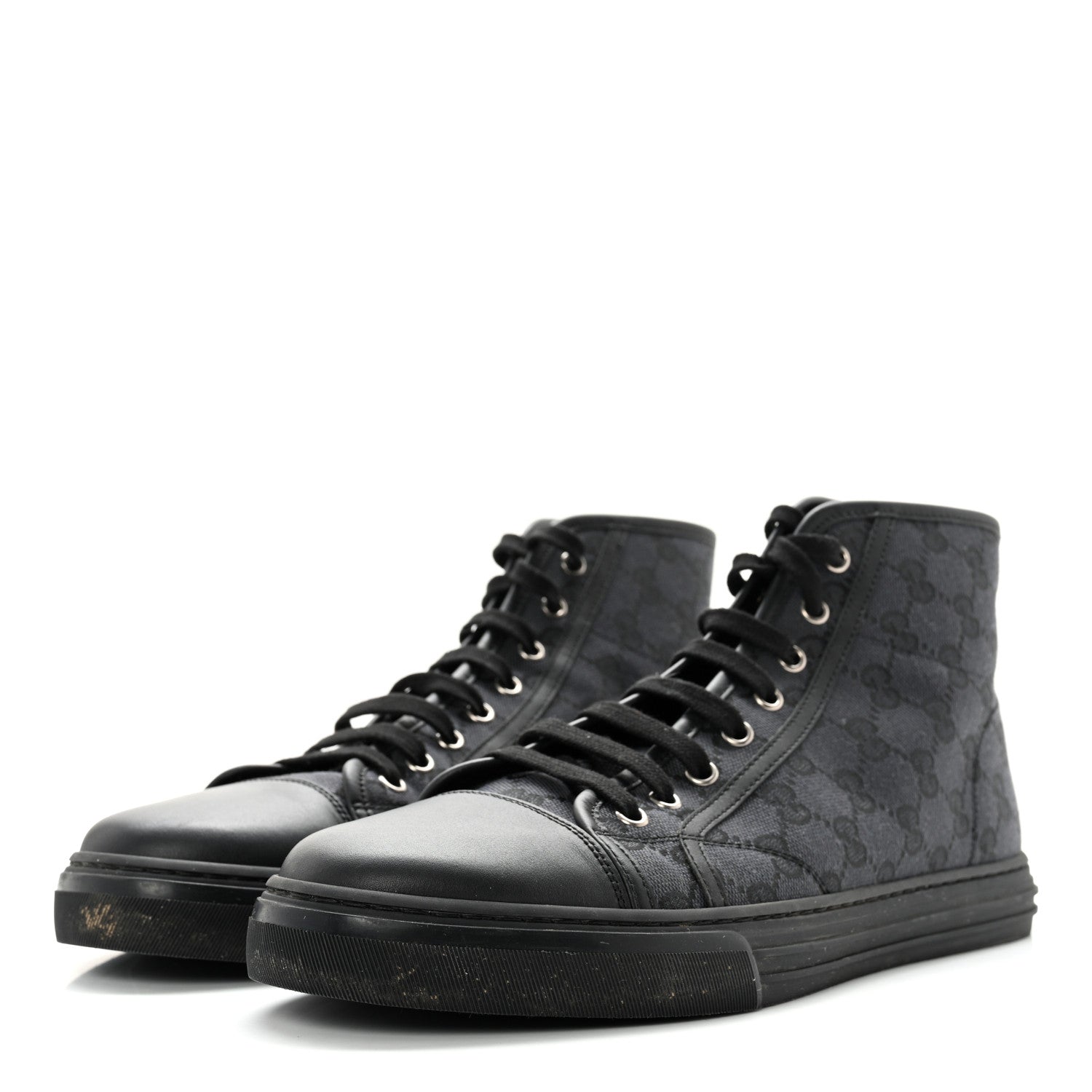 Gucci Monogram Mens High Top Sneakers 9 Black 3 of 12