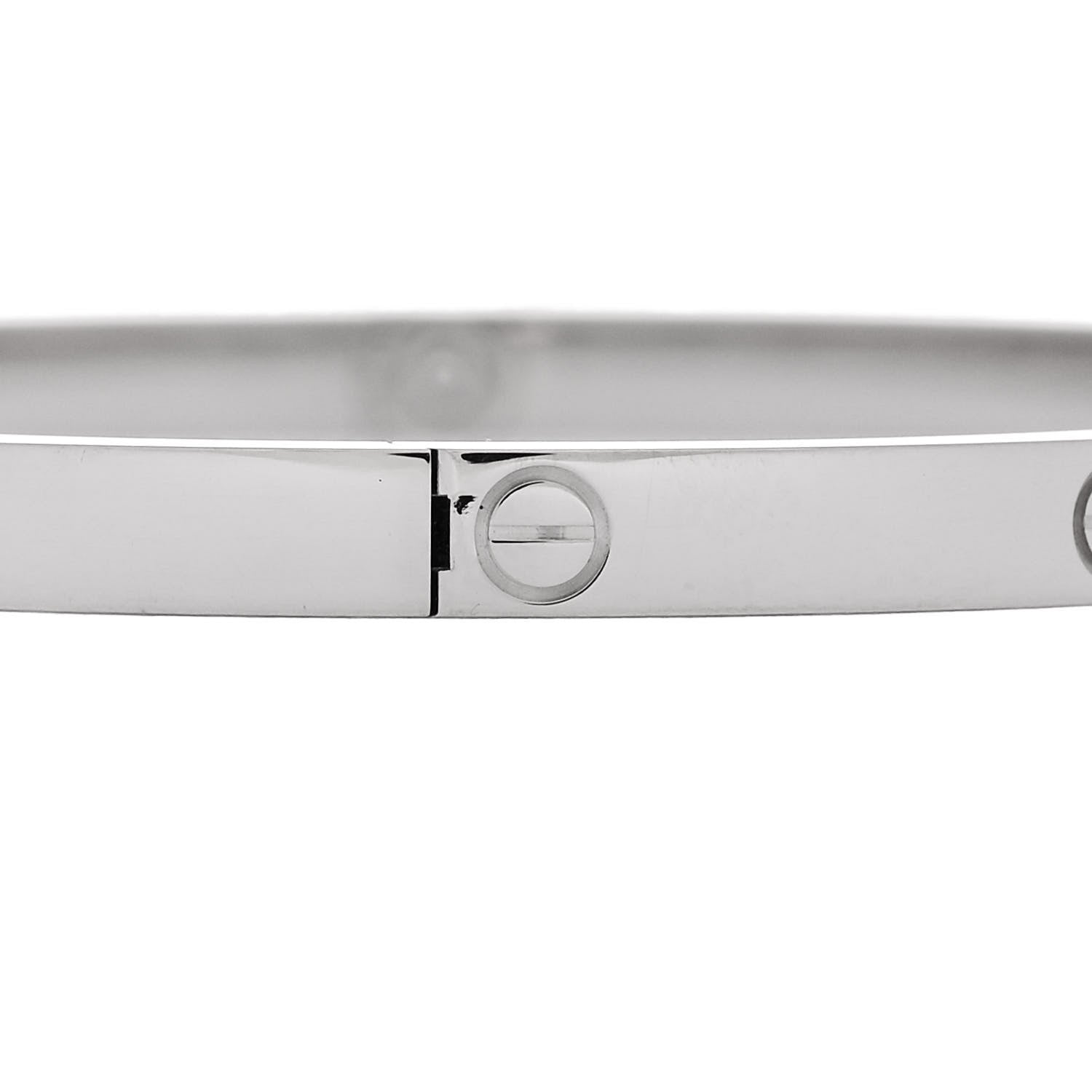 Cartier 18K White Gold Small LOVE Bracelet 17 5 of 8