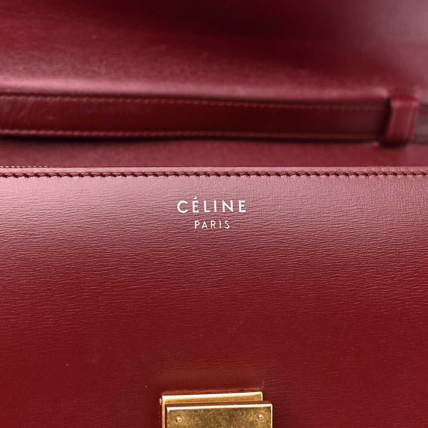 Box Calfskin Medium Classic Box Flap Bag Burgundy