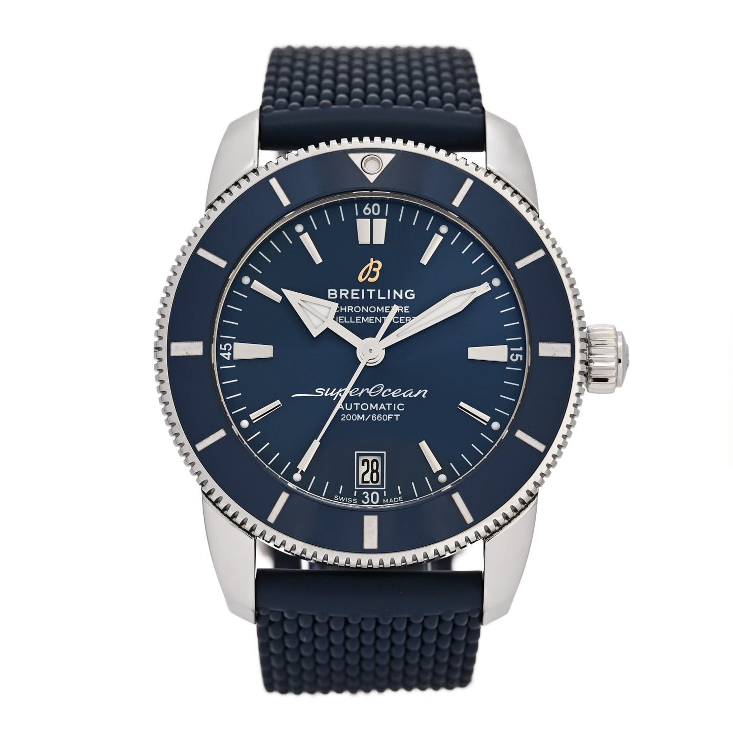 Stainless Steel Rubber 42mm Superocean Heritage II B20 Automatic Watch Blue AB2010161C1A1