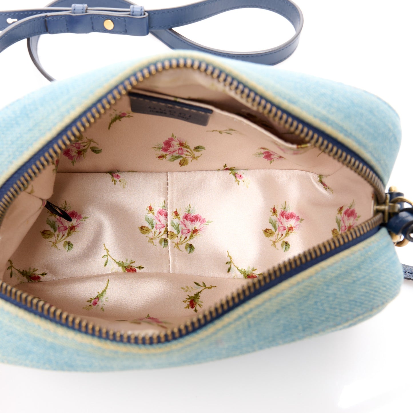 Denim Matelasse Mini Pearly GG Marmont Chain Shoulder Bag Blue