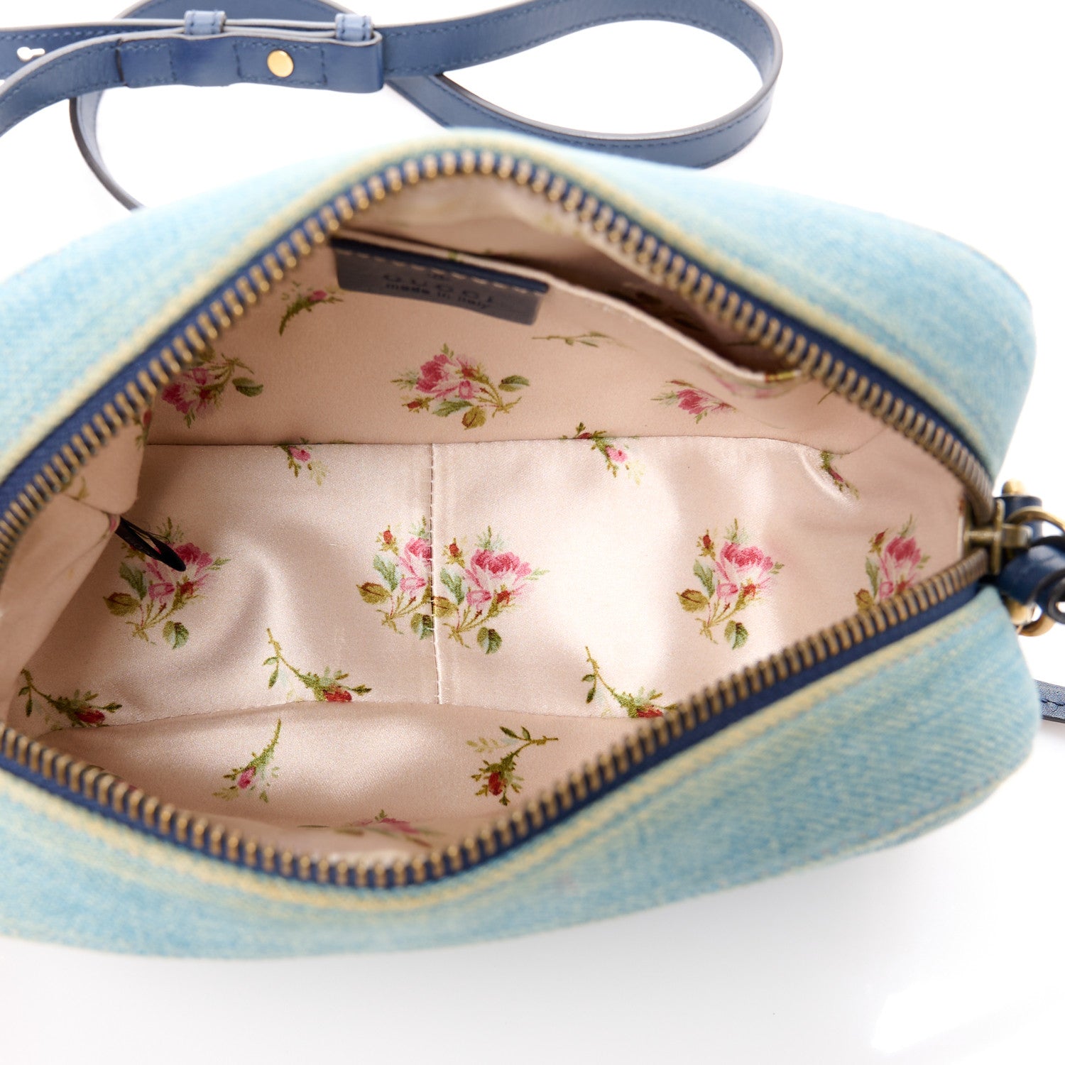 Gucci Denim Matelasse Mini Pearly GG Marmont Chain Shoulder Bag Blue 5 of 12