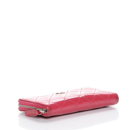 Chanel Patent Quilted Small Zip Around Wallet Pink 4 of 12