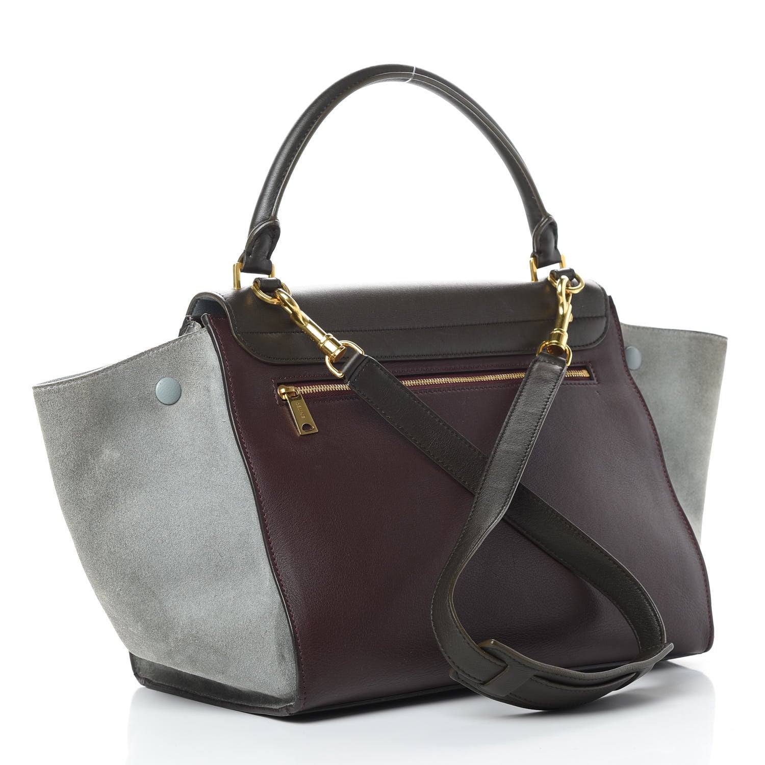 Celine Smooth Calfskin Suede Medium Tri-Color Trapeze Dark Grey 4 of 21