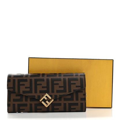 Fendi Vitello Soft F is Fendi Bi-Color FF 1974 Embossed Continental Envelope Wallet On Chain Maya Black 11 of 11