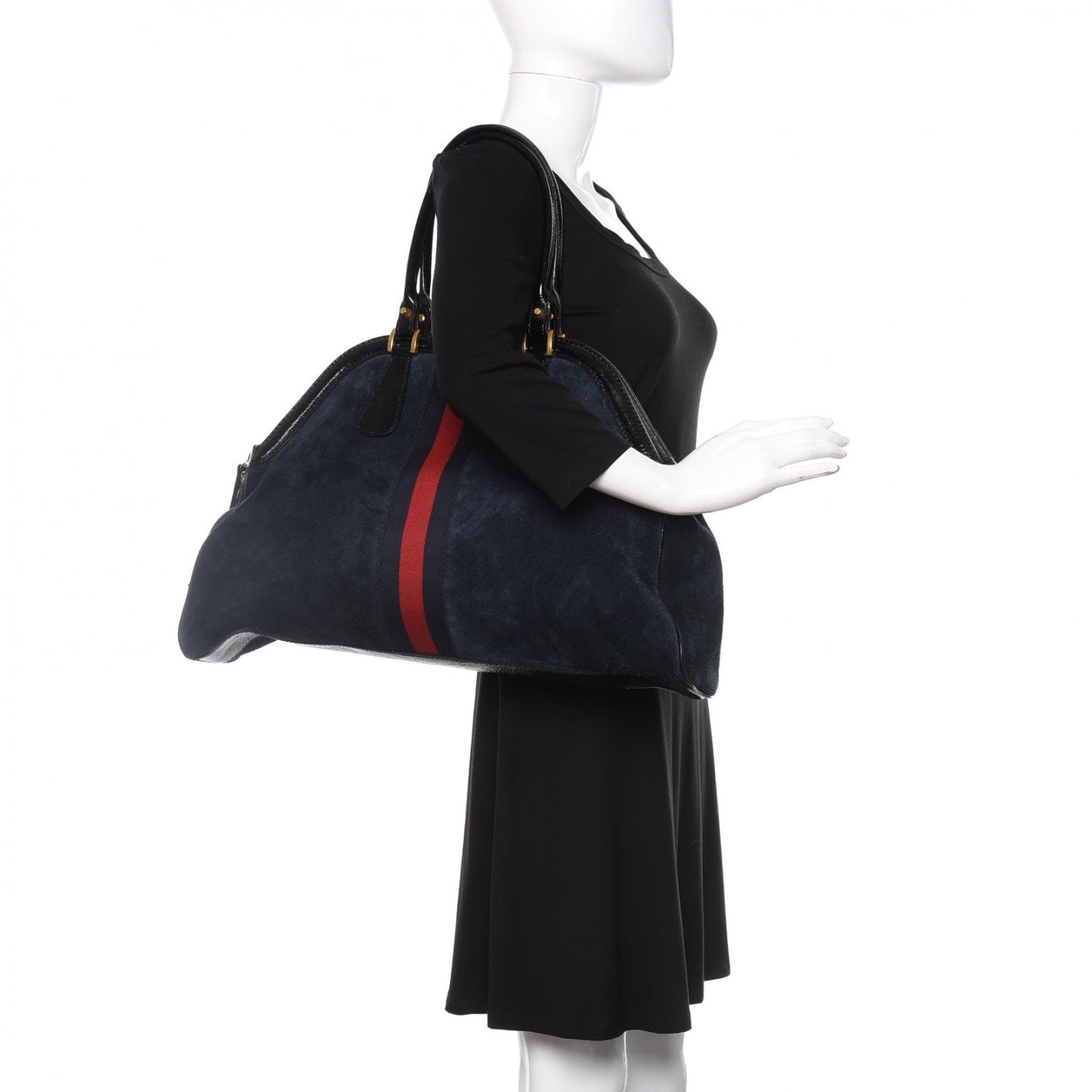 Suede Large Re(Belle) Top Handle Bag Blue