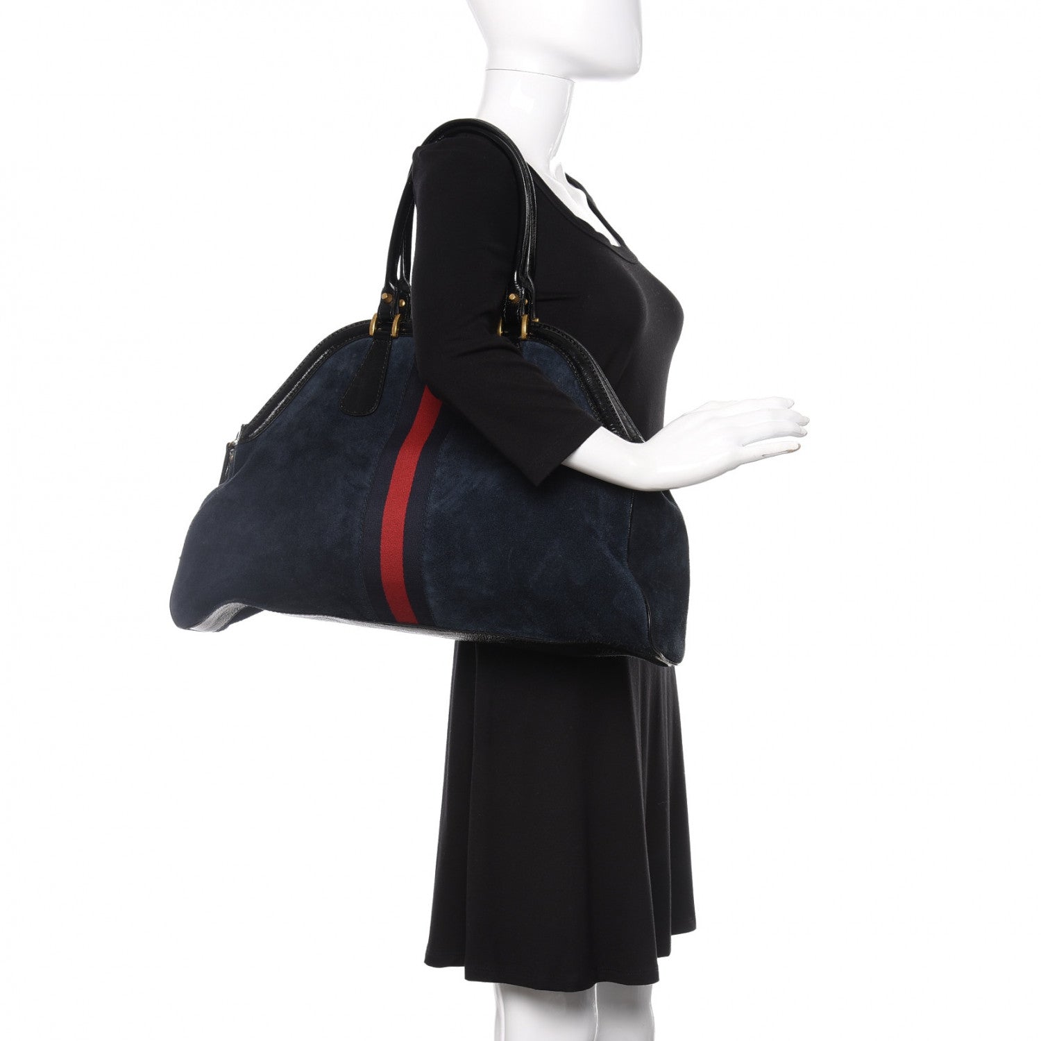 Gucci Suede Large Re(Belle) Top Handle Bag Blue 2 of 9