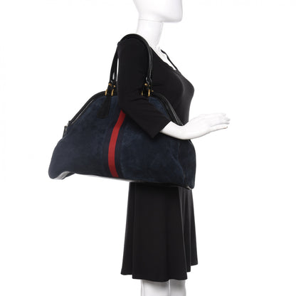 Gucci Suede Large Re(Belle) Top Handle Bag Blue 2 of 9