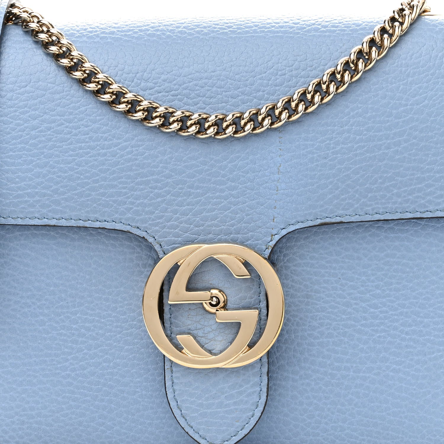 Gucci Dollar Calfskin Small Interlocking G Shoulder Bag Mineral Blue 8 of 12