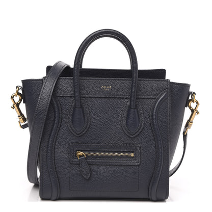 Celine Drummed Calfskin Nano Luggage Navy Blue 1 of 10