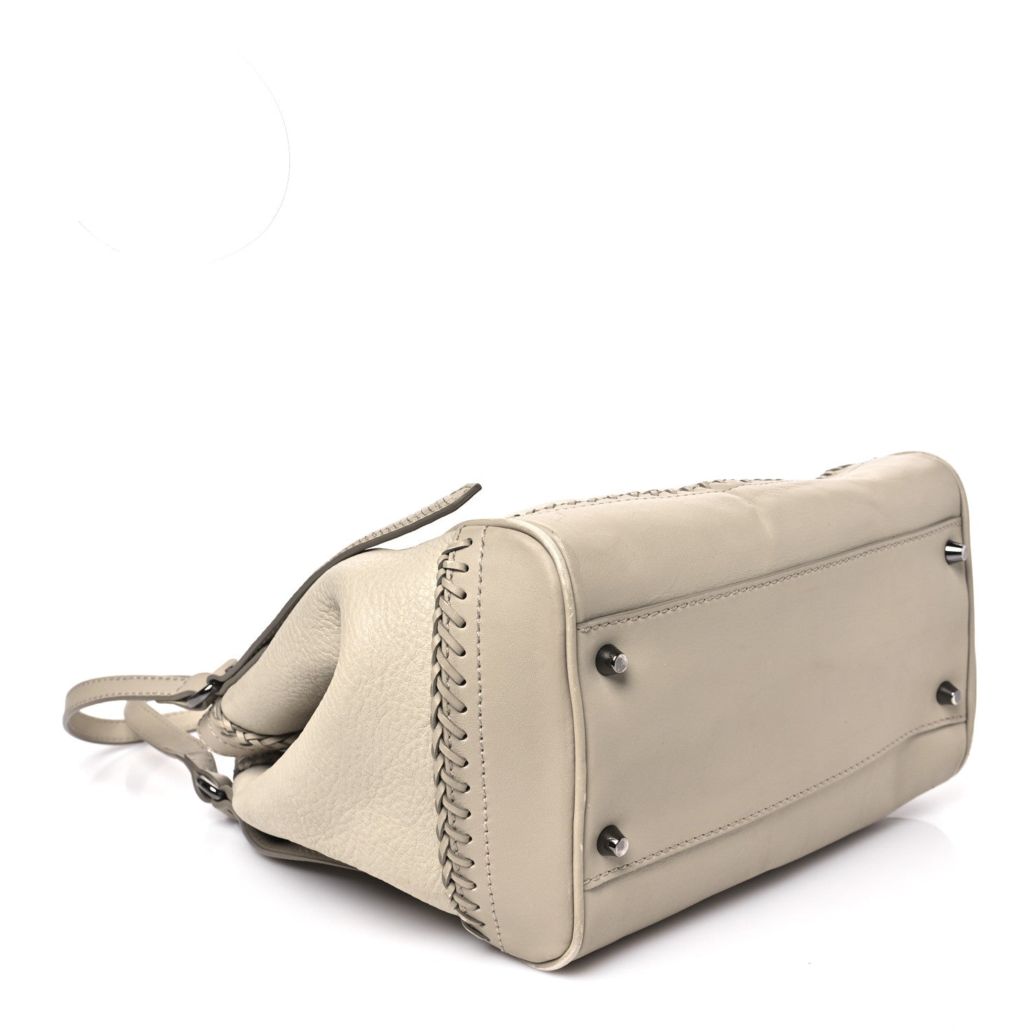 Burberry Grainy Calfskin Braided Small Canterbury Tote Beige