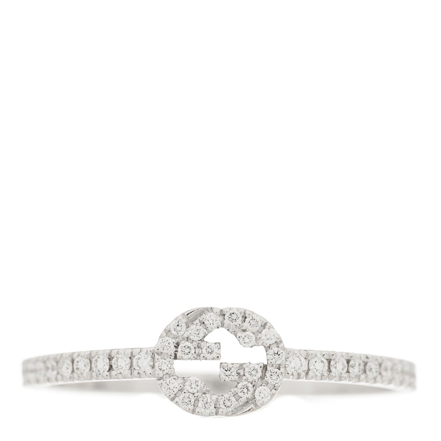 18K White Gold Diamond Interlocking G Ring 57 8