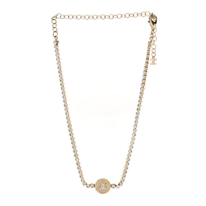 Chanel Crystal CC Chain Short Necklace Gold 3 of 5
