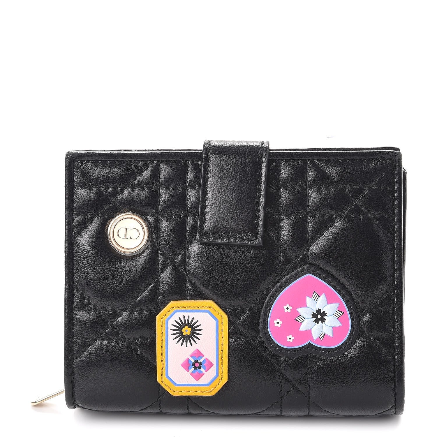 Christian Dior Lambskin Cannage Lucky Badge Eden Wallet Black 1 of 11