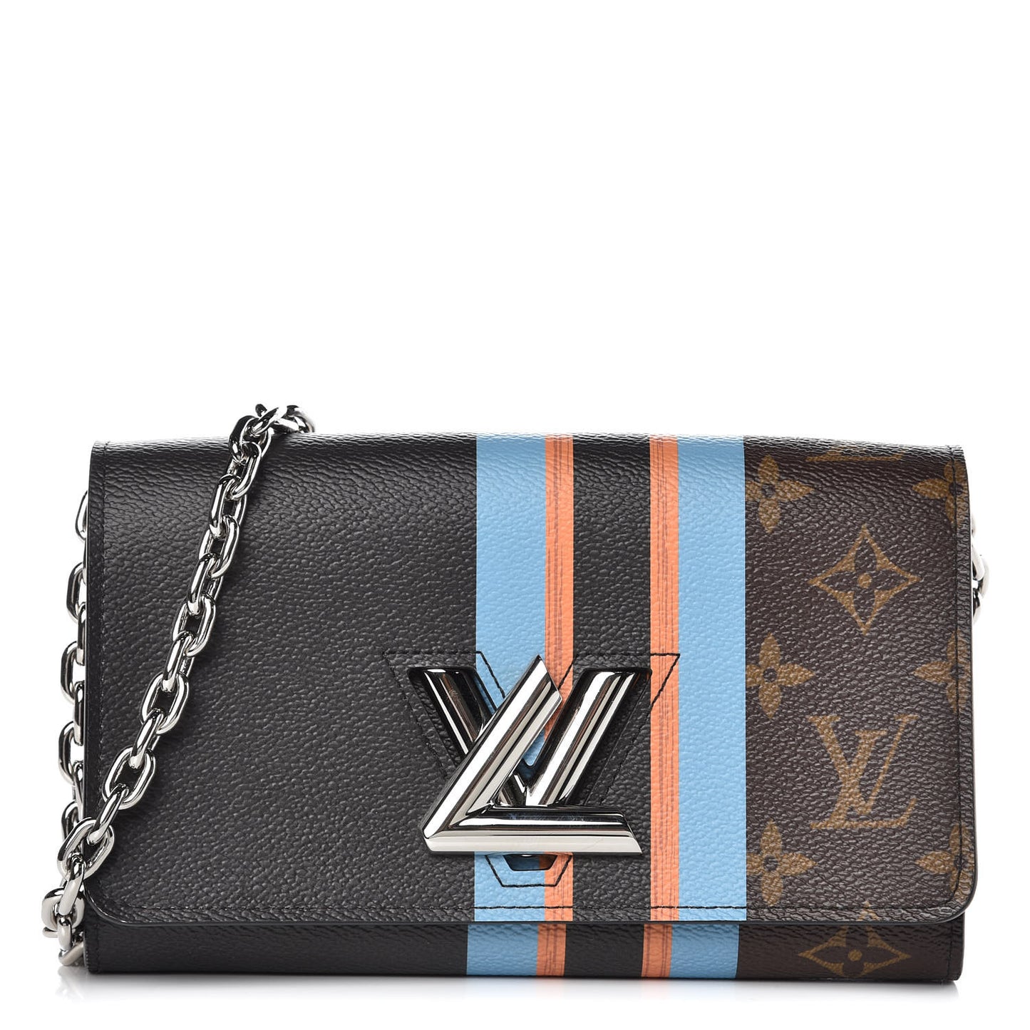 Monogram Stripe Twist Chain Wallet