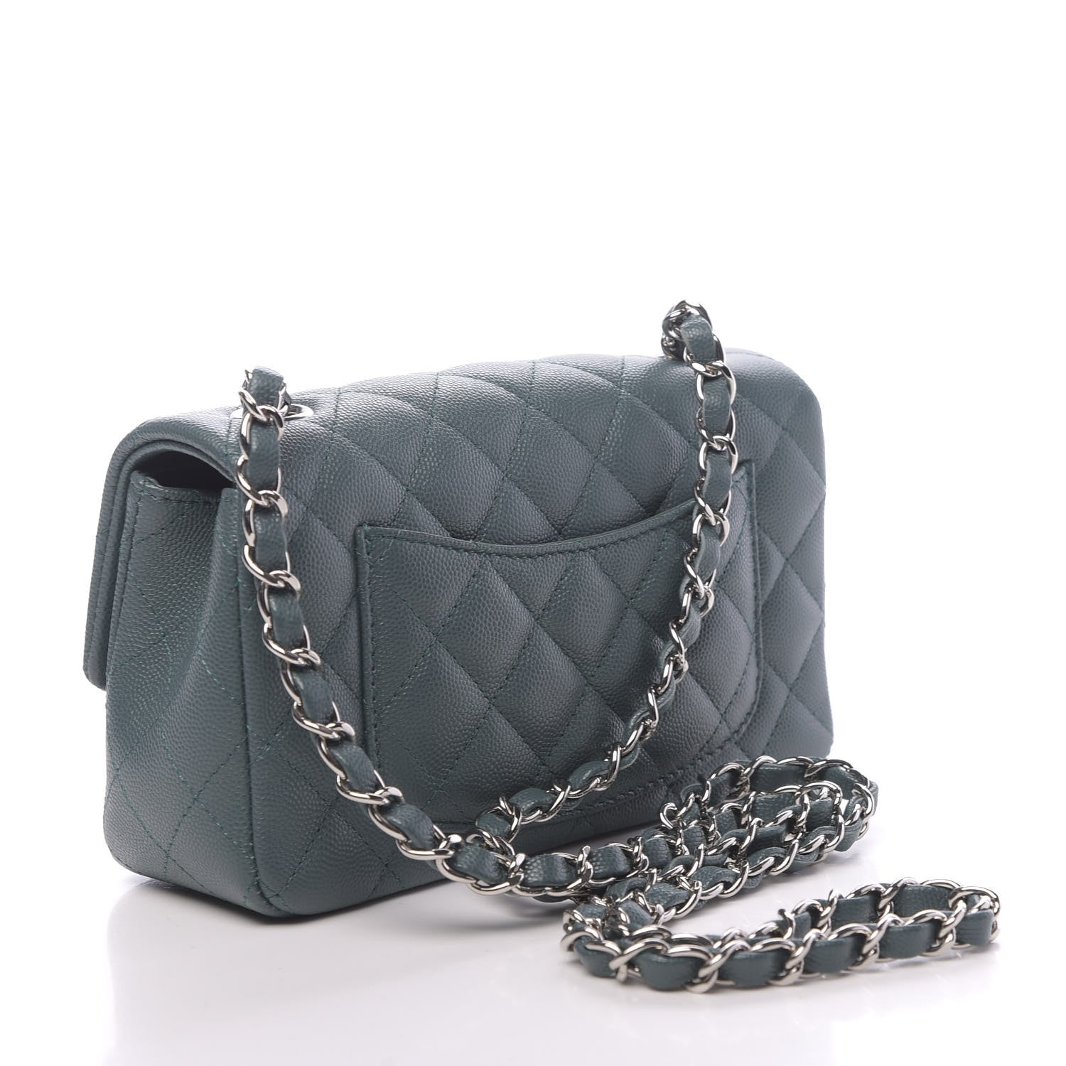 Chanel Caviar Quilted Mini Rectangular Flap Dark Green 2 of 10