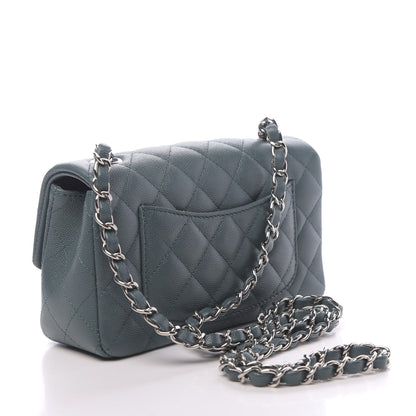 Chanel Caviar Quilted Mini Rectangular Flap Dark Green 2 of 10