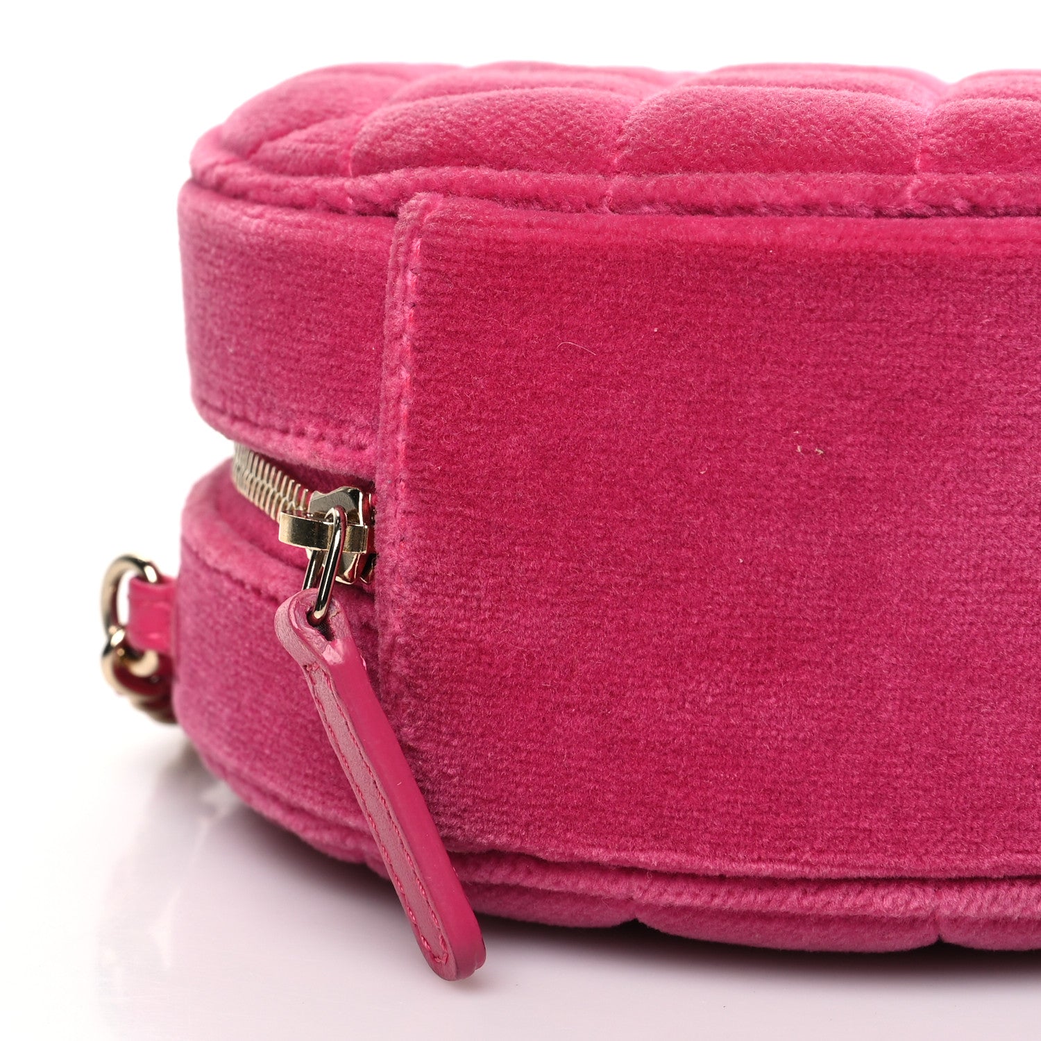 Chanel Velvet Round Quilted Pearl Crush Clutch With Chain Pink 9 of 11