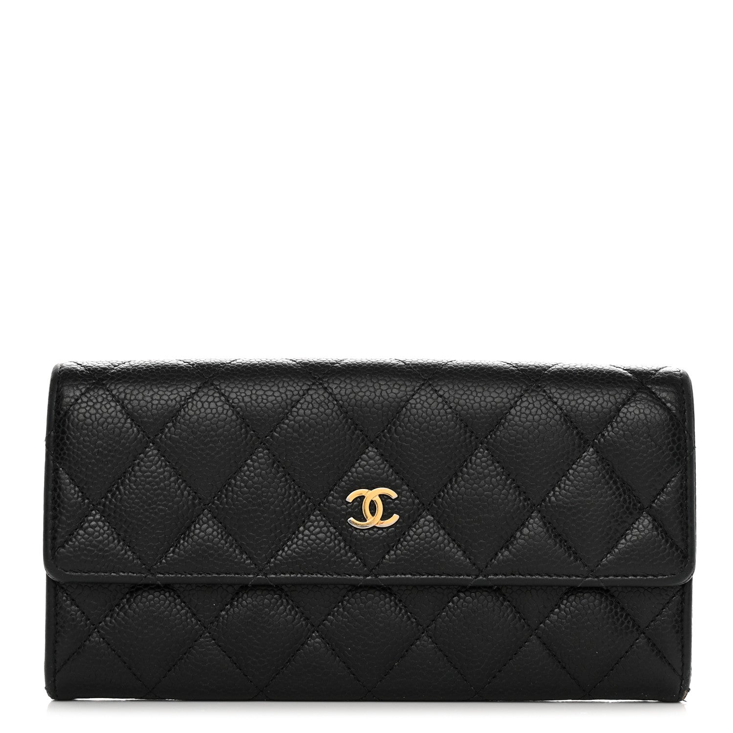 Chanel Caviar Quilted Large Gusset Flap Wallet Black 1 of 9