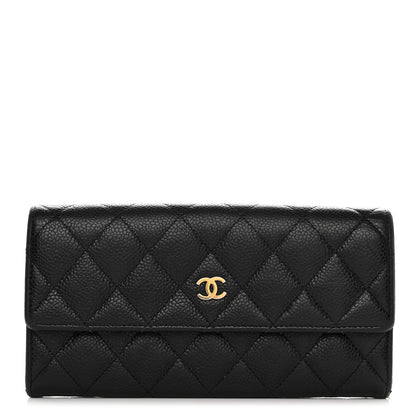 Chanel Caviar Quilted Large Gusset Flap Wallet Black 1 of 9