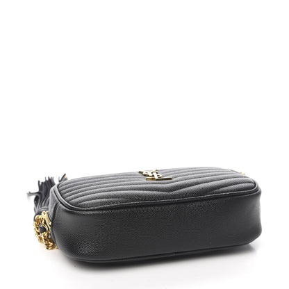 Saint Laurent Grain De Poudre Matelasse Monogram Mini Lou Camera Bag Black 3 of 9